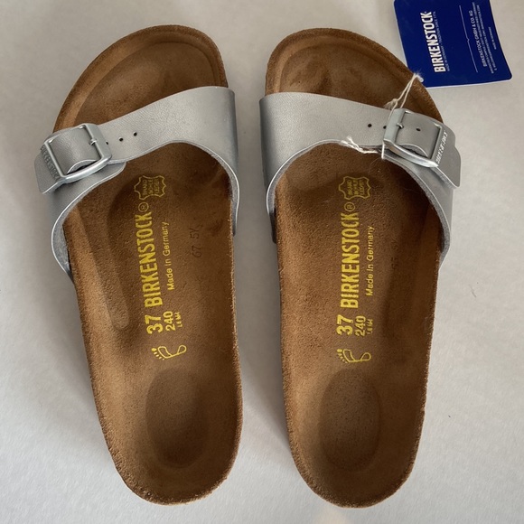 Brand NEW silver Birkenstock MADRID slides, EU size 37. US 6.5 - 7 - Picture 2 of 6